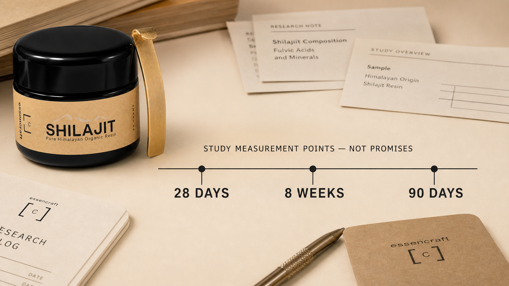 Shilajit study measurement points at 28 days, eight weeks and 90 days