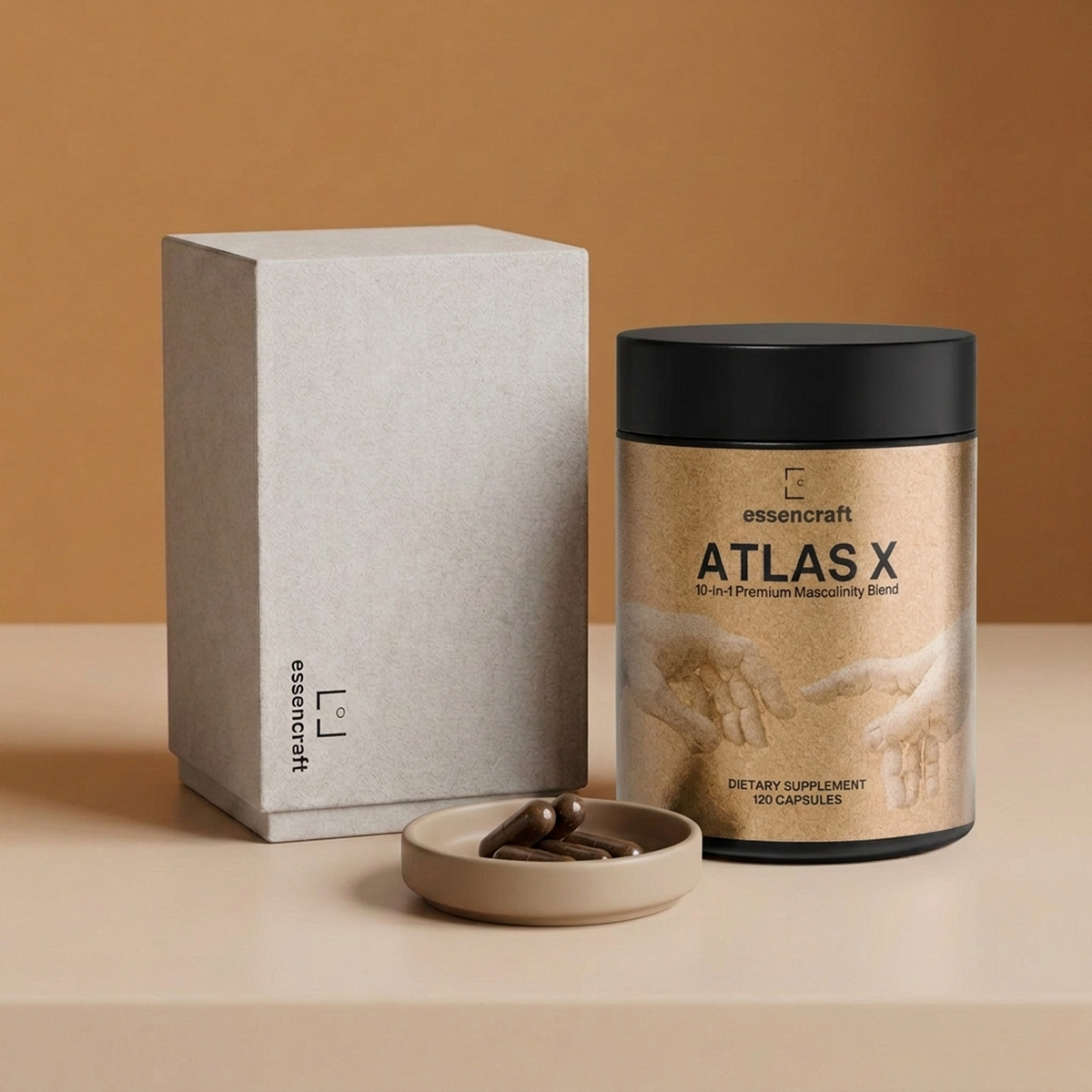 Atlas X bottle and product packaging
