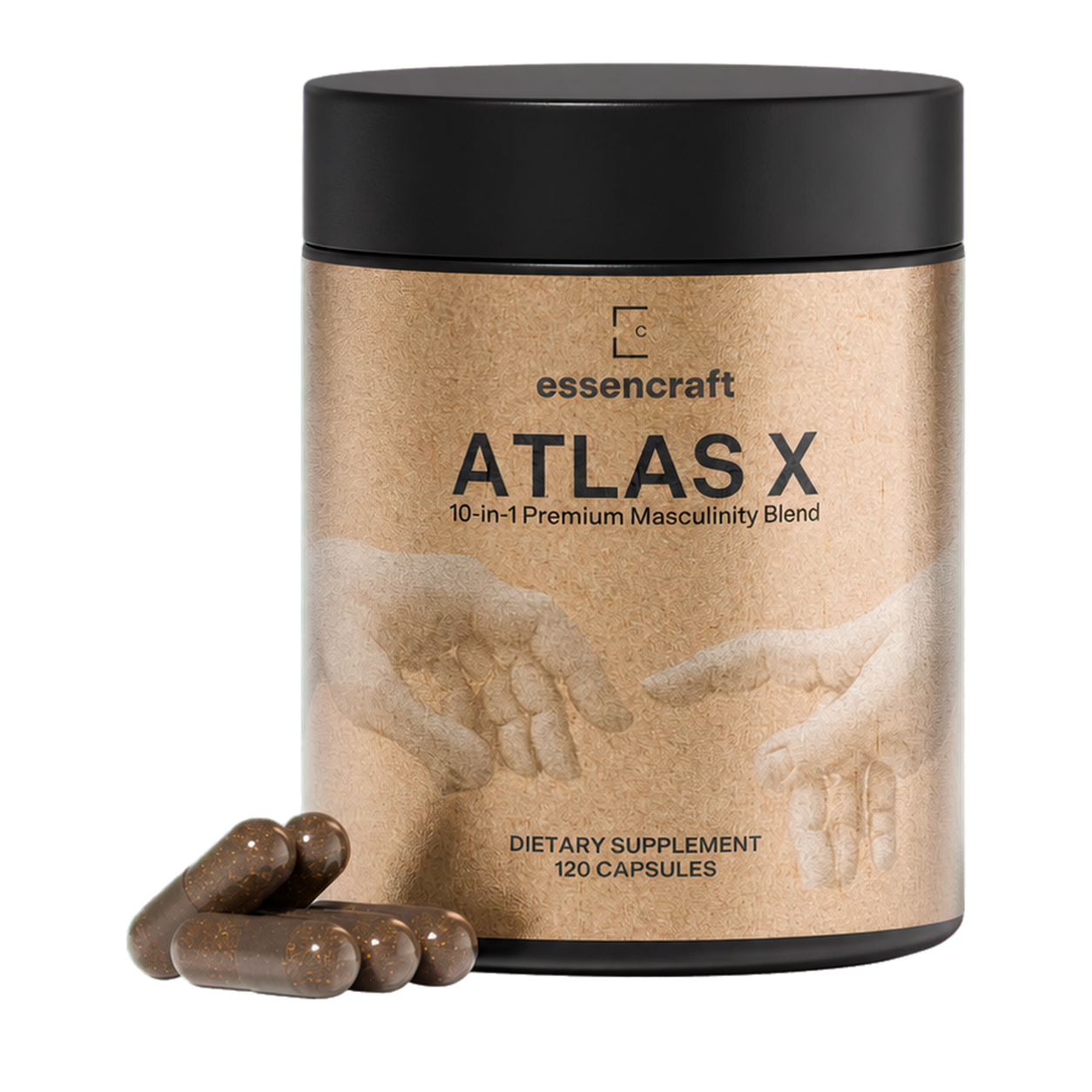 Essencraft Atlas X 10-in-1 formula tub and capsules