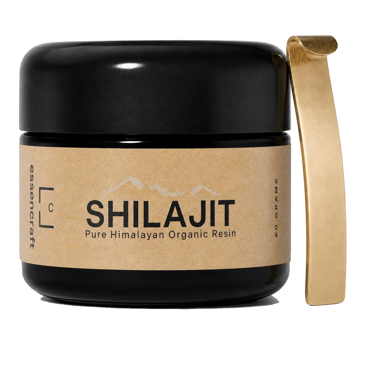 Essencraft Shilajit Resin jar with hanging spoon